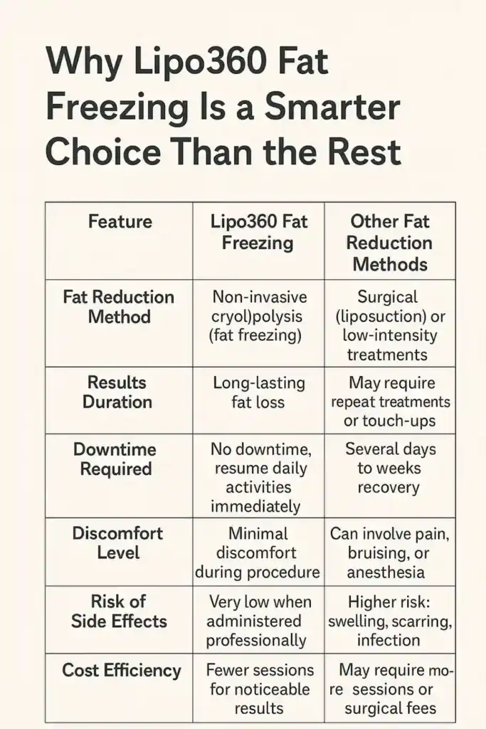 Is it possible to permanently freeze fat cells? 2 Table showing benefits of fat freezing to remove fat cells Poole from Lipo 360
