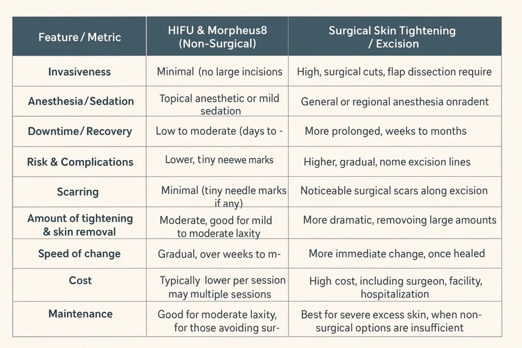 The Science of Skin Tightening 2 Table of skin tightening Poole benefits compared to surgical options